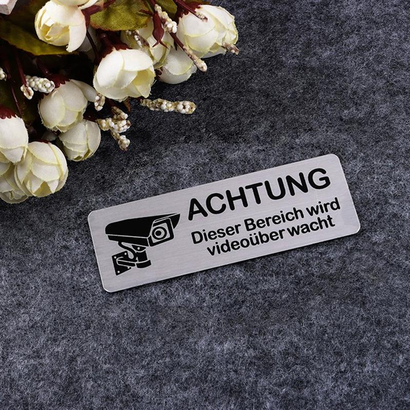 

1Pcs Aluminum Watch Video Surveillance Warning Sign Private Camera Surveillancewith Sticker With Tape