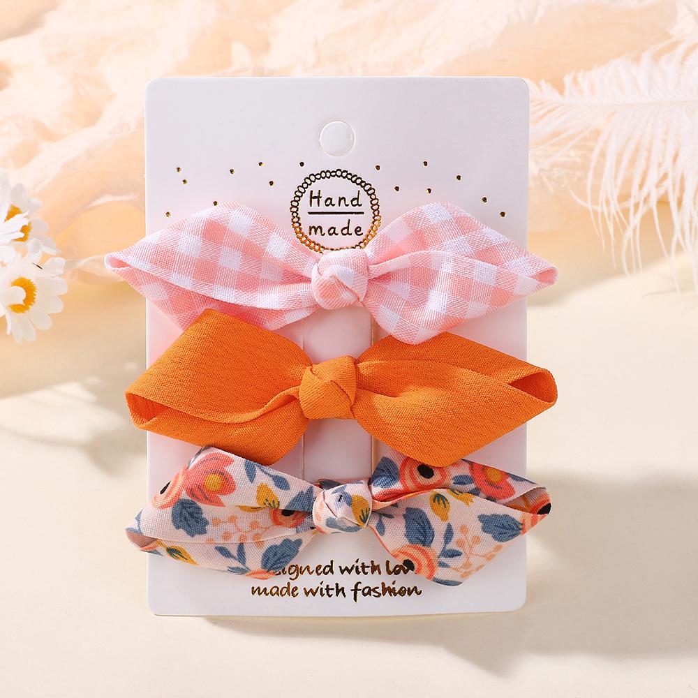 3Pcs/Set Cute Bows Baby Girls Hairpin Set Floral Plaid Bangs Hair Clip Korean Hair Accessories Sweet Kids Headdress 3Pcs/lot