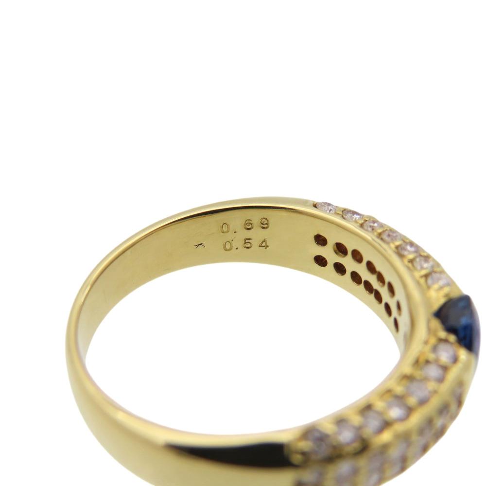 Used Sapphire 0.69ct, Diamonds 0.54ct, K18YG Ring Yellow Gold/sapphire #11(JP Size)