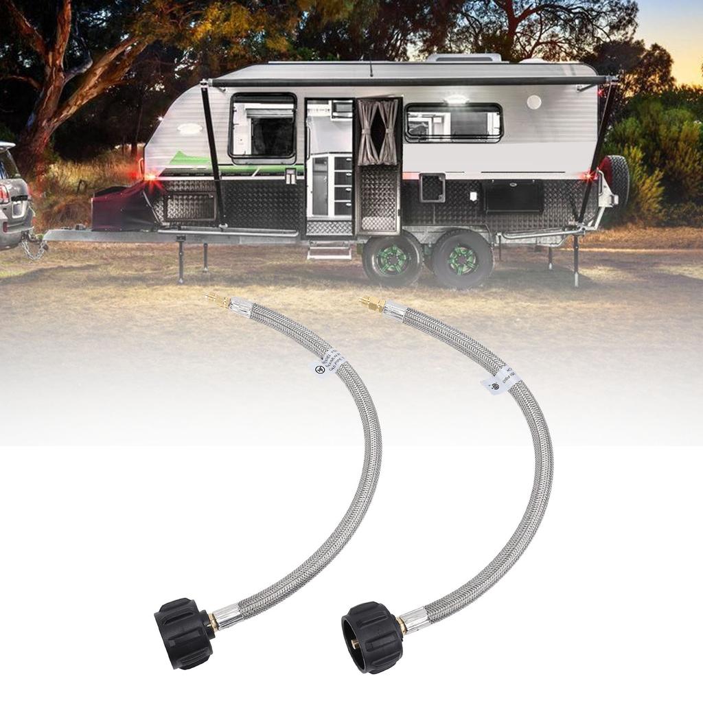 2pcs RV Pigtail Hose Connector 15inch 1/4in NPT High Pressure 2 Stage Auto Changeover Regulator Pigtail Hose for RV Van Trailer