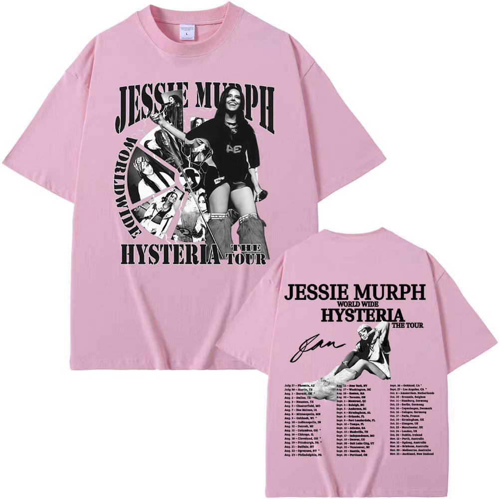 Jessie Murph Worldwide Hysteria Tour T-shirt 2025 Music Sad Girl Concert T-shirts Men Women Retro Hip Hop Fashion Cotton T Shirt
