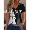 Full Body Printed Breathable V-neck Short-sleeved Faith T-shirt