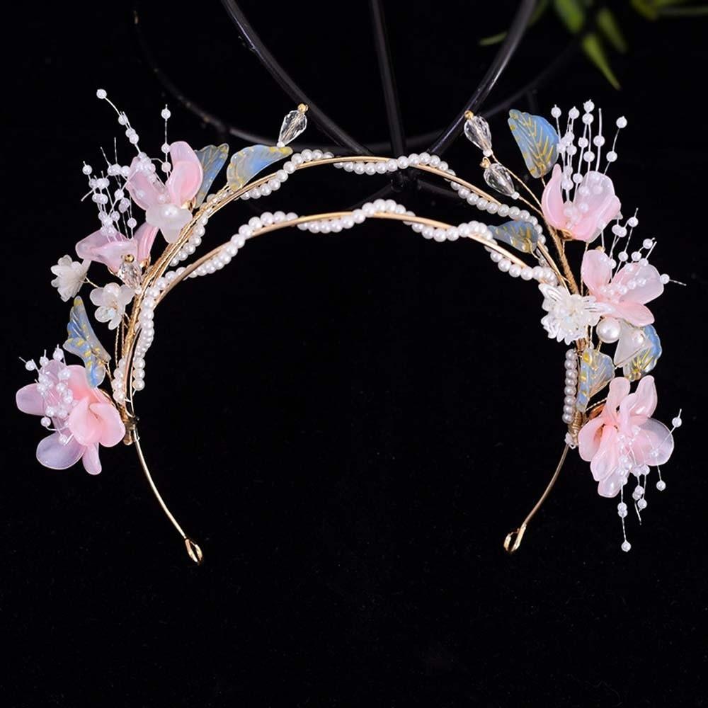 Flower Hanfu Tassel Hair Hoop Beads Swaying Fairy Headwear Chinese Ancient Hairband  Girls