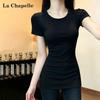 La Chapelle Women's Slim-Fit Mid-Length Short Sleeve T-Shirt