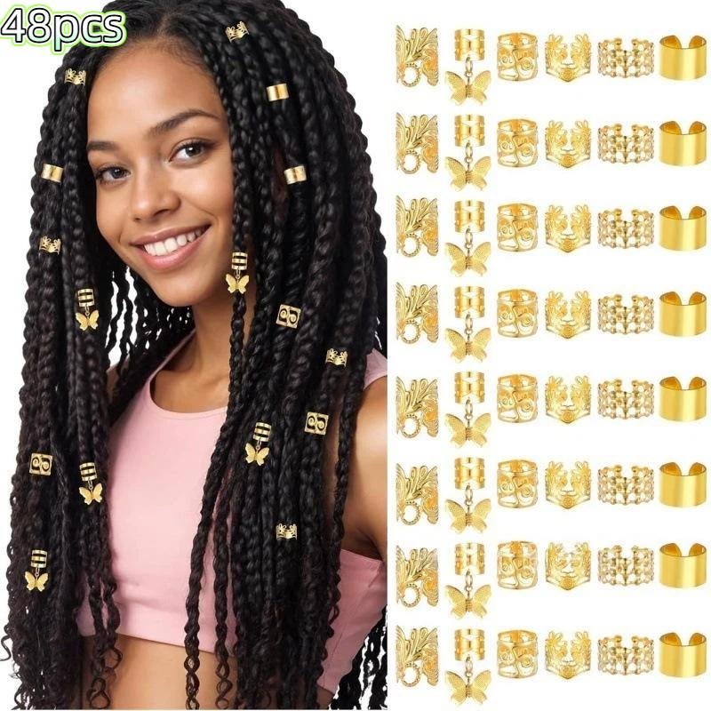 Dreadlock Accessories Bulk Set Alloy Spiral Braid Clips Gold Silver Colors Diy Festival Party Hair Jewelry Unisex Styling Kit