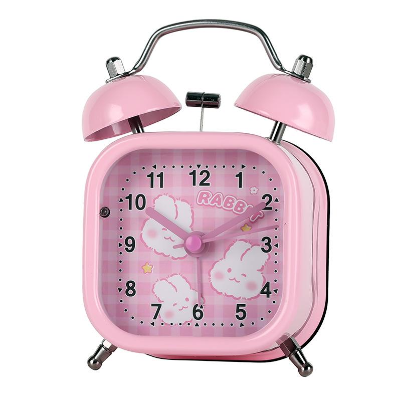 Square Contrasting Color Cartoon Alarm Clock Candy Series Cute Creative Quartz Bell Ringing Bell Wake-up Tool