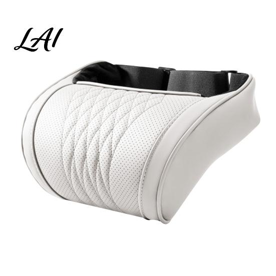 Washable PU Leather Neck Protector Memory Foam Car Pillow/Backrest Breathable Cover with Adjustable Auto Pad Elastic Strap Relieve Fatigue