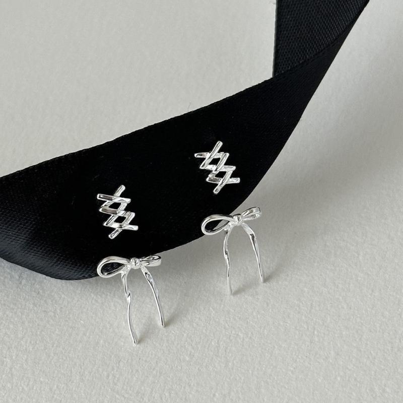 Bowknot Studs Earrings Minimalist Ear Rings Ear Piercing Ornament for Women Girl