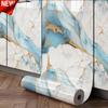 40cm Self-adhesive Decorative Moisture-proof and Waterproof PVC Marble Wallpaper Bathroom Cabinet Countertop Wall Sticker NONE