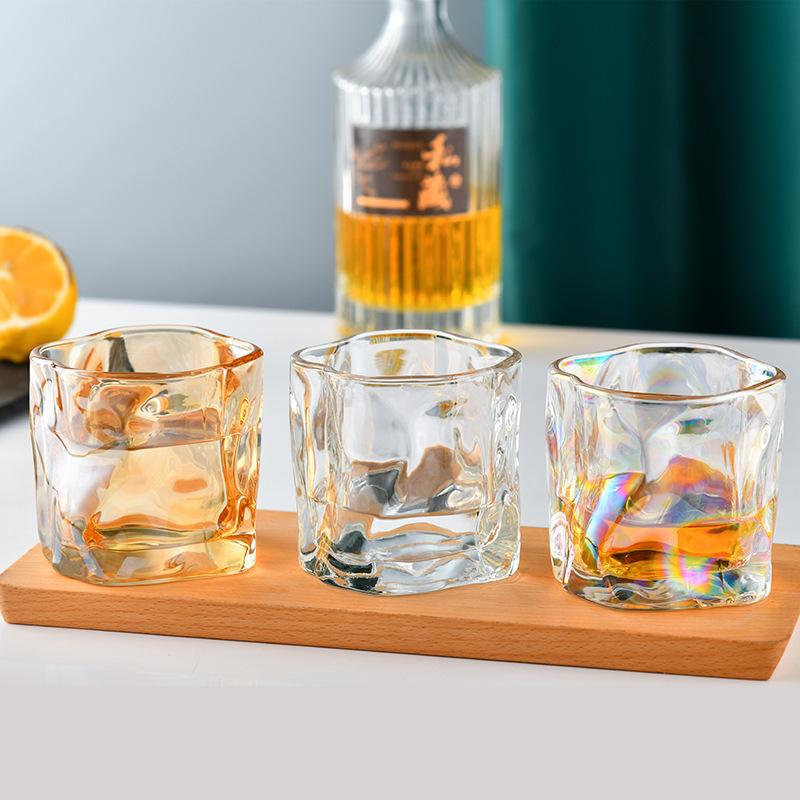 6/4/2/1Pcs 200ml Luxury Whisky Glass Cup Set Unique Twisted Glass Wine Cocktail Beer Coffee Drink Tea Mug Kitchen Bar Club Party
