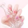 24Pcs Pink Silver Glitter Diamond Fake Nails Long Ballerina Press On Nails Reusable False Nail Tips Set