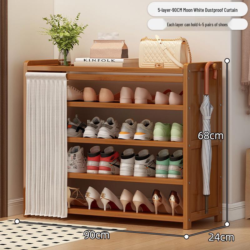 Bamboo Shoe Rack: Multi-Layer Dustproof Cabinet for Compact Home Storage