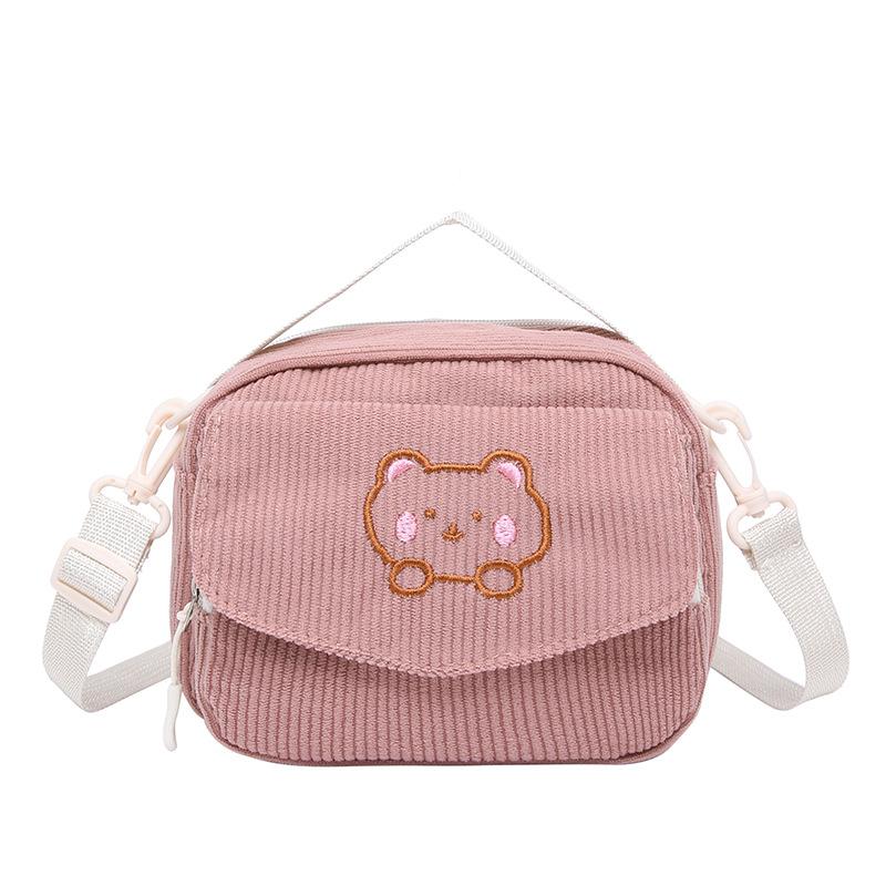 Corduroy Messenger Bag Female College Style Girl Sweet Small Square Baosen Series Retro Versatile Shoulder Messenger Bag