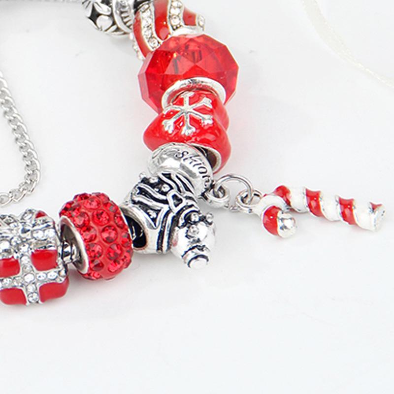 Bracelet breloque Chaussettes Émail Rouge Noël - Bijoux Style Européen et Américain