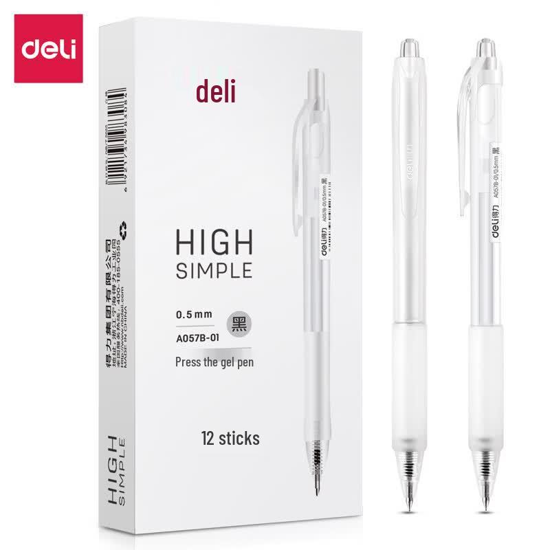 Гелевая ручка Deli A057B-01, 0,5 мм, черная (12 шт.)