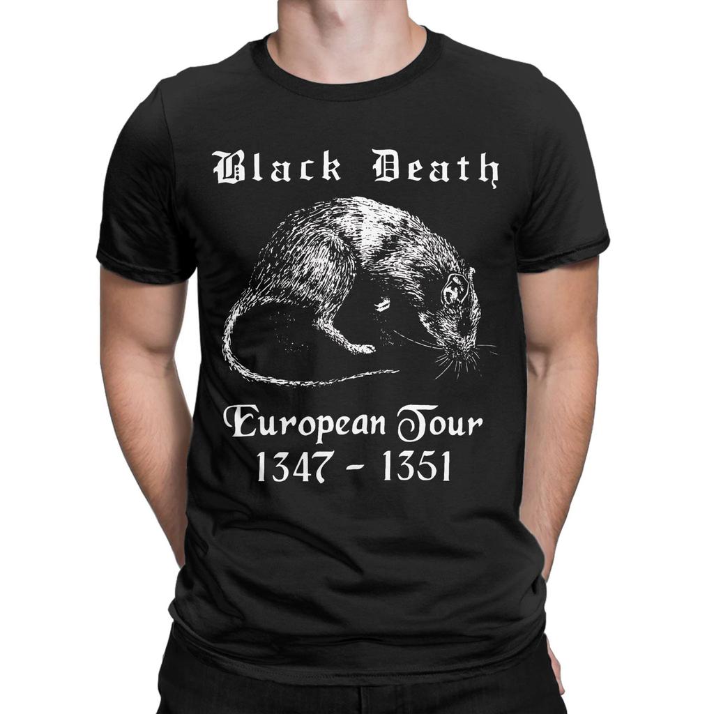 Bubonic World Tour T Shirt Black Death European Tour Harajuku T Shirts Short-Sleeved Tshirt Summer Pure Cotton Plus Size Clothes