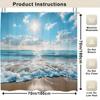 Sunny Beach Waves Shower Curtain Polyester Washable With 12 Hooks For Bathroom Decor