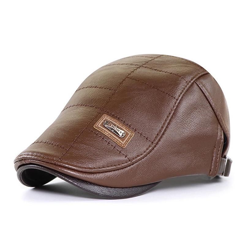 PU Кожа Плоский Плющ Cap Мужчины 