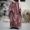 Johnature Women Vintage Irregular Skirts Elastic Waist Solid Color Summer Fold Female Skirts
