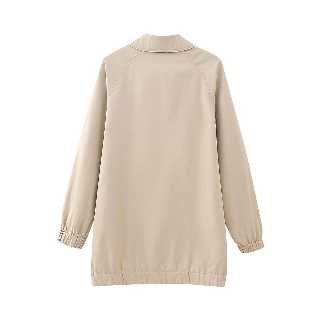 2025 Spring Women's Casual Loose Turn-Down Collar Bomber Jacket