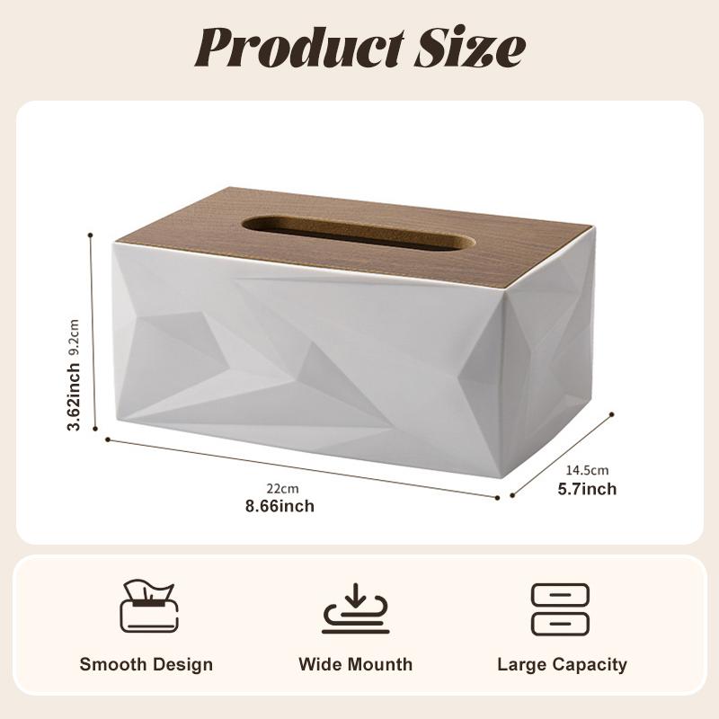 Large Capacity Tissue Box With Wooden Lid Elegant Minimalist Design Home Decor Modern Square Tissues Box For Living Room Bedroom