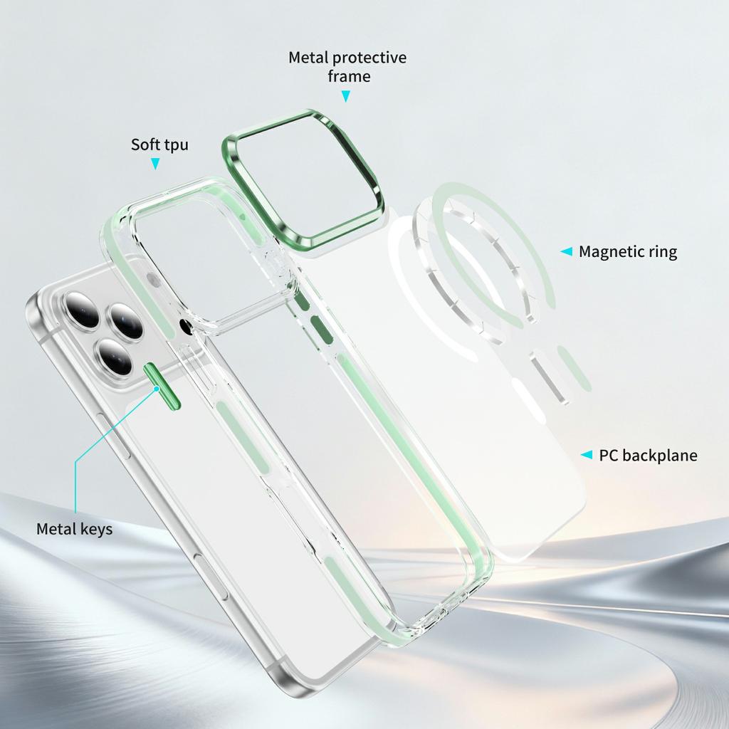 For iPhone 17 Pro Case Compatible with MagSafe TPU PC Acrylic Shockproof Clear Phone Back Cover