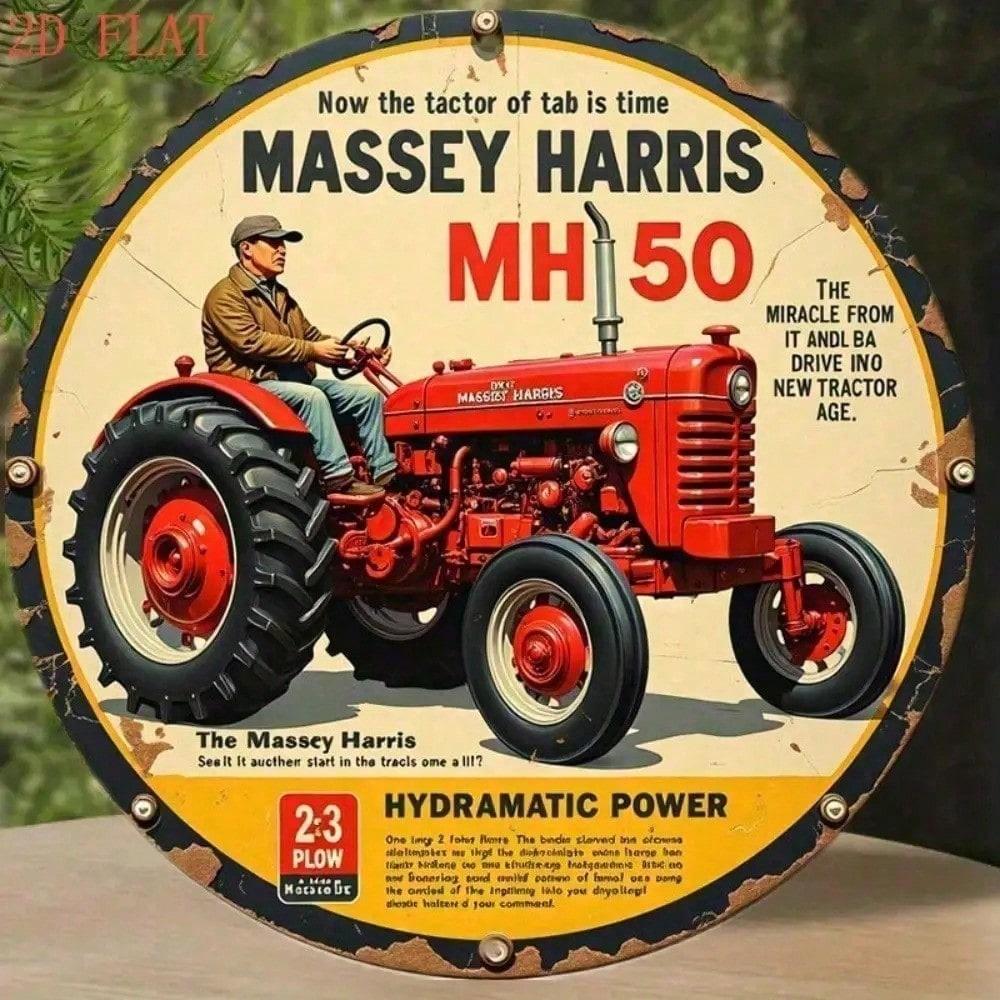 

Vintage Massey Harris Tractor Metal Sign Farmhouse Man Cave Garage Art разноцветный