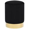 Black and Gold Velvet Footstool 28 x 36 cm
