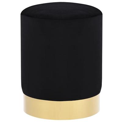 Vidaxl Stool, Black-Gold, Velvet 28 X 36 Cm