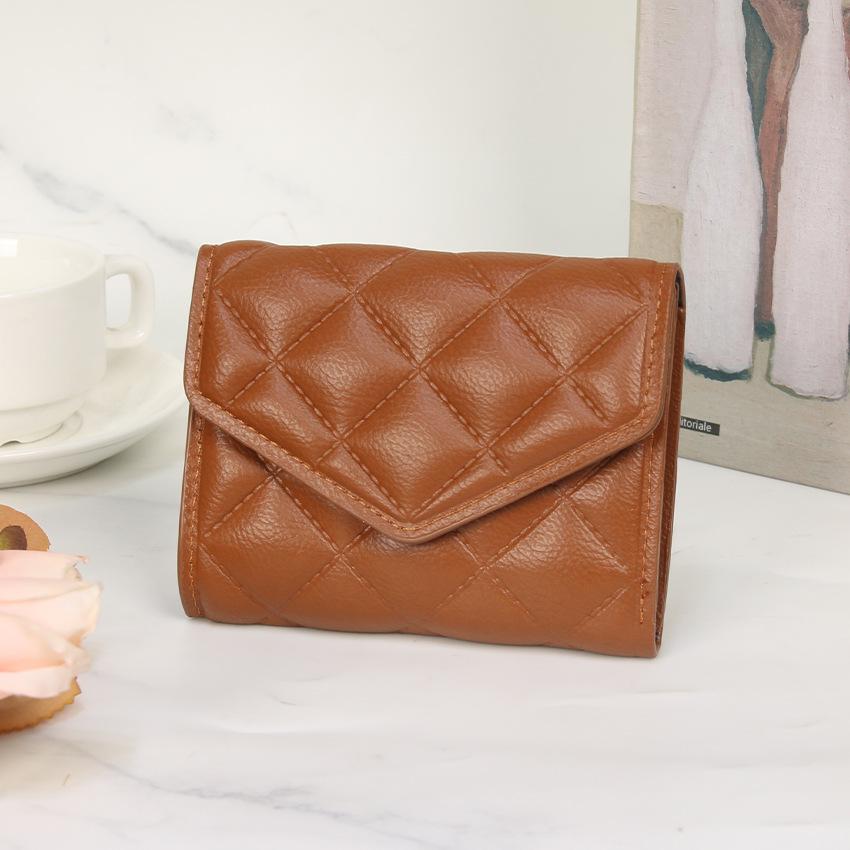 Simple student short wallet wallet niche diamond design multi-card women's small square bag change bag