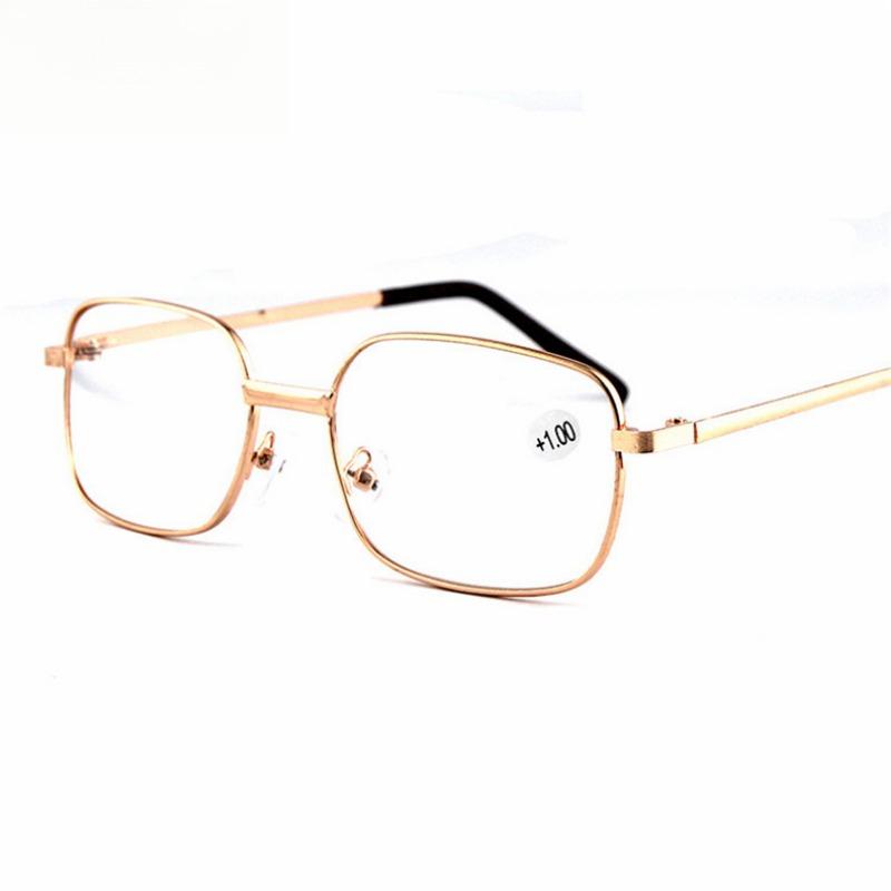 

Модные очки для чтения для мужчин и женщин, полнокадровые, из сплава, прозрачные, для пресбиопии, портативный подарок для родителей, очки для пресбиопии против усталости 0 degrees золотой