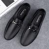 Flat Black Moccasin Square Toe Men's Leather Shoes Dress Business Formal Male Casual Shoe Loafers Soft Elegant Designer New In