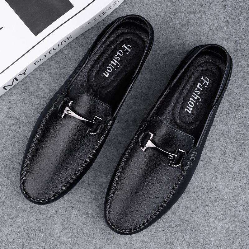 Flat Black Moccasin Square Toe Men's Leather Shoes Dress Business Formal Male Casual Shoe Loafers Soft Elegant Designer New In