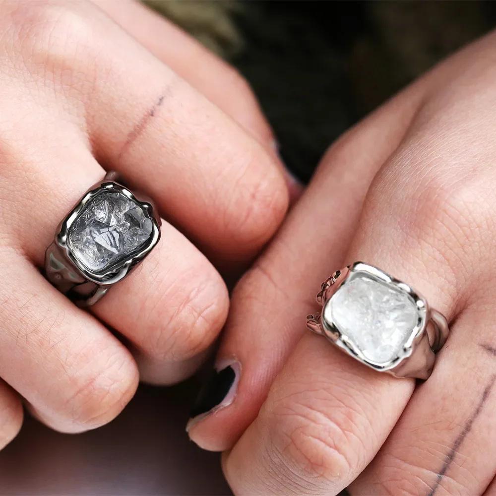 Fashion Ladies Irregular White Crystal Charm Ring Temperament Elegant Party Accessories Friend Gifts