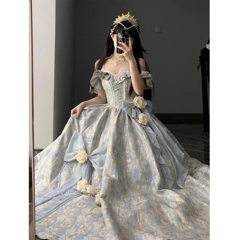 Rochie de seară Lolita Sens înalt Banchet Test de artă Performanță Fără mâneci Suspendor Talie înaltă Rochii de prințesă