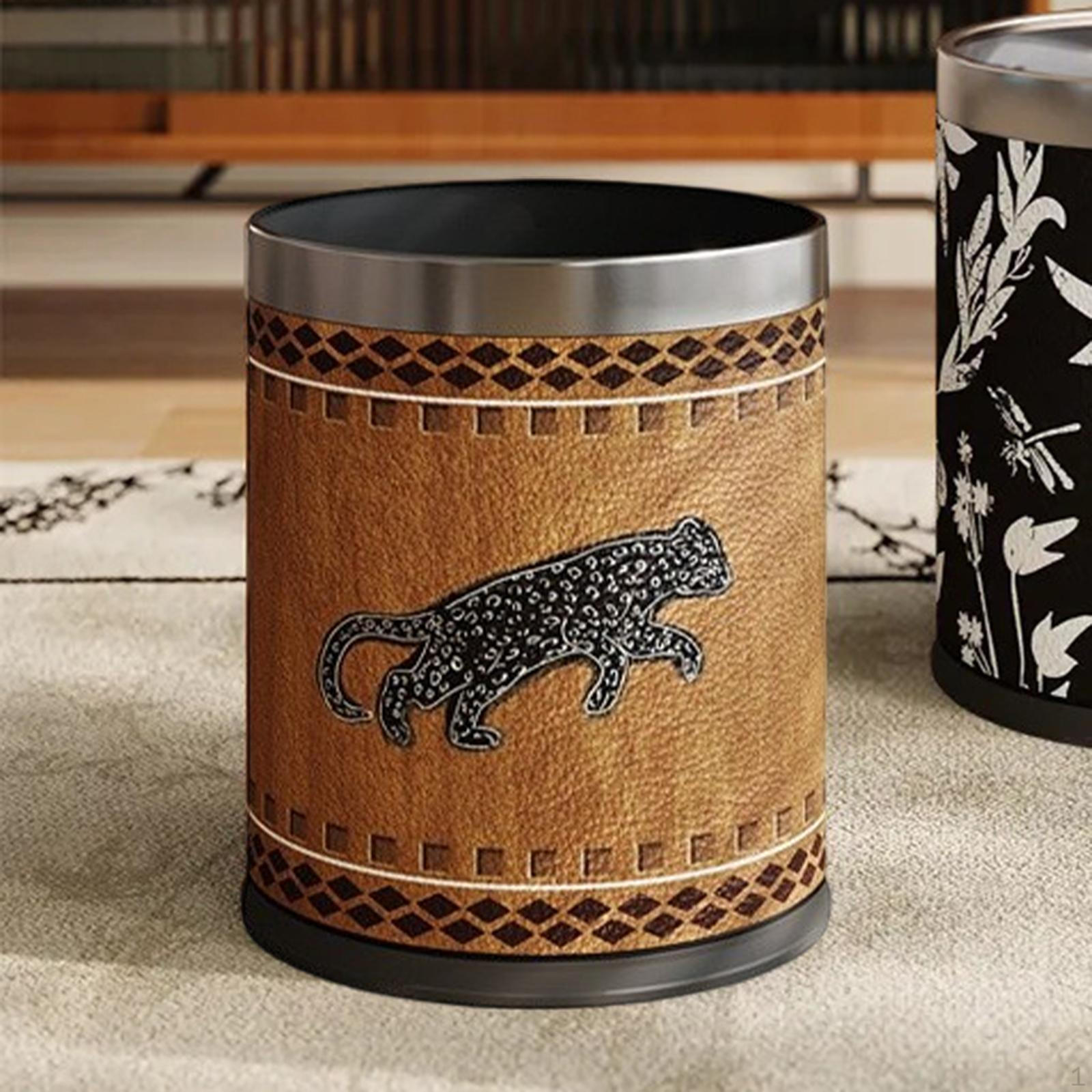 

Кругла урна для сміття 10 л для дому, вітальні, шафи, готелю Leopard Silver