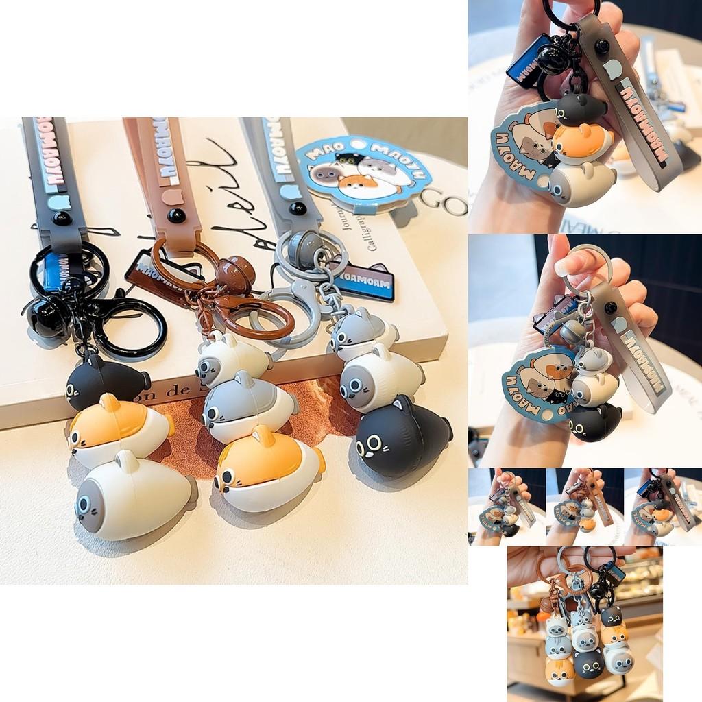 Adorable Jinnew Cat And Fish Stack Keychain Creative Resin Key Ring Gift For Pet Lovers