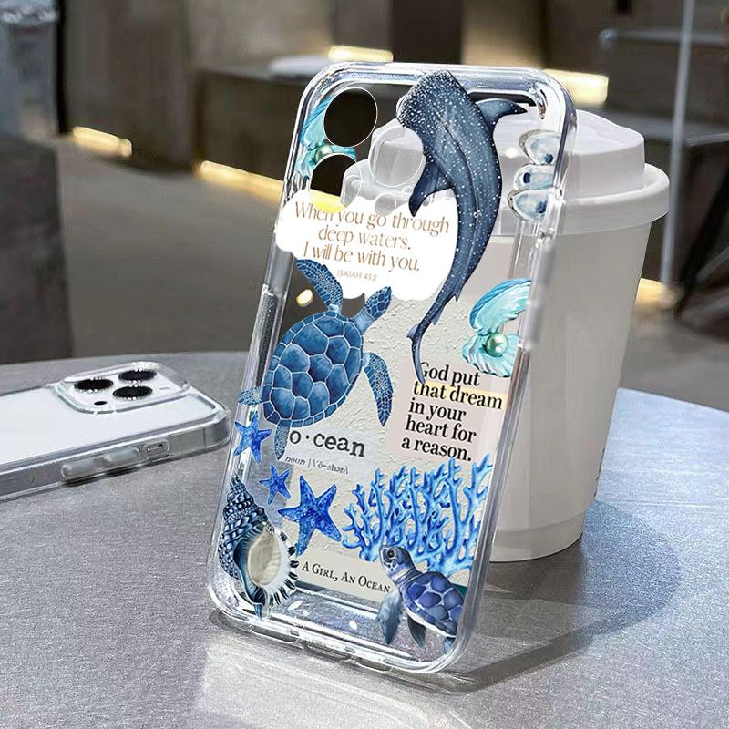 

Marine Life Summer Pattern Clear Phone Case For Samsung Galaxy S26 Ultra S25 S24 S23 S21 Plus FE A56 A55 A54 A36 A34 A35 Cover Galaxy S22 Ultra 5G