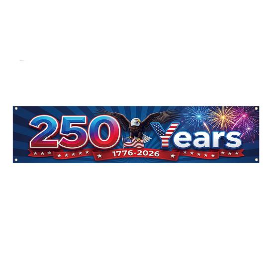 250th Anniversary Banner 6.5x1.5ft 250 Years of Freedom American Patriotic Decoration