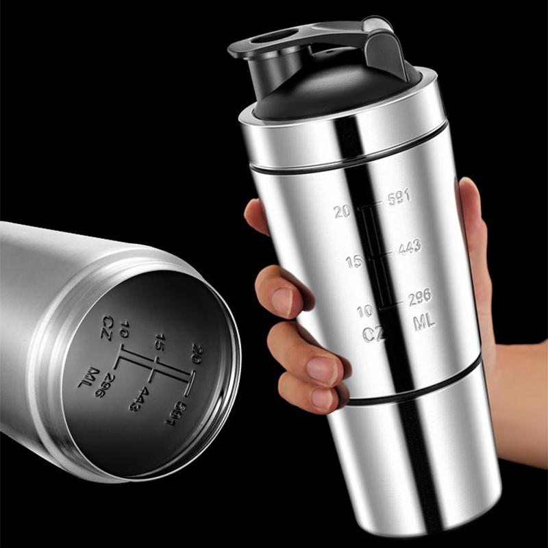 Portable Stainless Steel Protein Shaker CupFitness Sports Mug Nutrition Shakers Cup Water Bottles Water Cup Portable Shakers