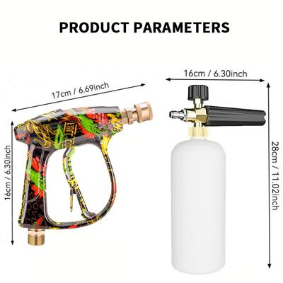 Compact Foam Cannon Pressure Washer Gun, High Pressure Car Cleaning Sprayer with 5 Nozzles for Karcher K2-K7