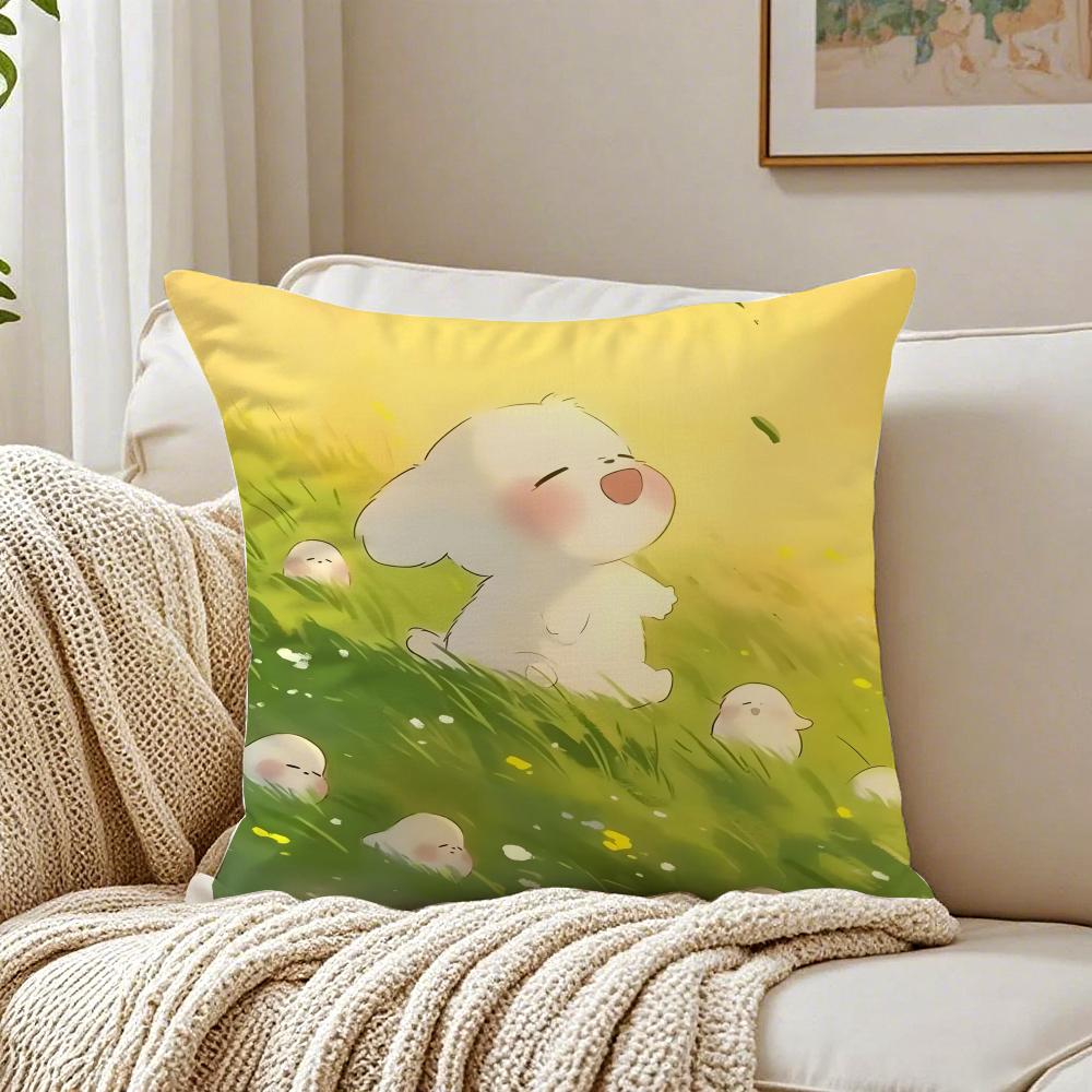 Healing Iittle Fresh Cartoon Animal Cushion Cover Pillowcase Antidustmite Living Room Sofa Decor Cushion Room