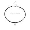 Sweet and cute simple everything artificial pearl pendant black PU leather choker collar neck with choker necklace women