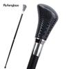 Black Leather Grid Silver Walking Cane Fashion Decorative Walking Stick Gentleman Elegant Cosplay Cane Crosier 94cm