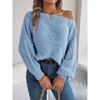 Women's Autumn/winter Casual Cut-out One-line Neck Off-shoulder Lantern Sleeve Sweater