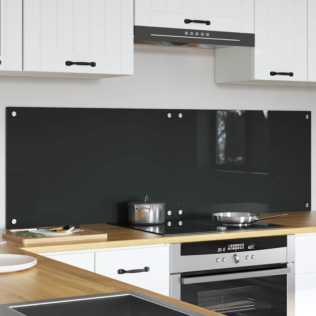 Kitchen Splashback 2 pcs Dark Grey 80 x 50 cm Tempered Glass