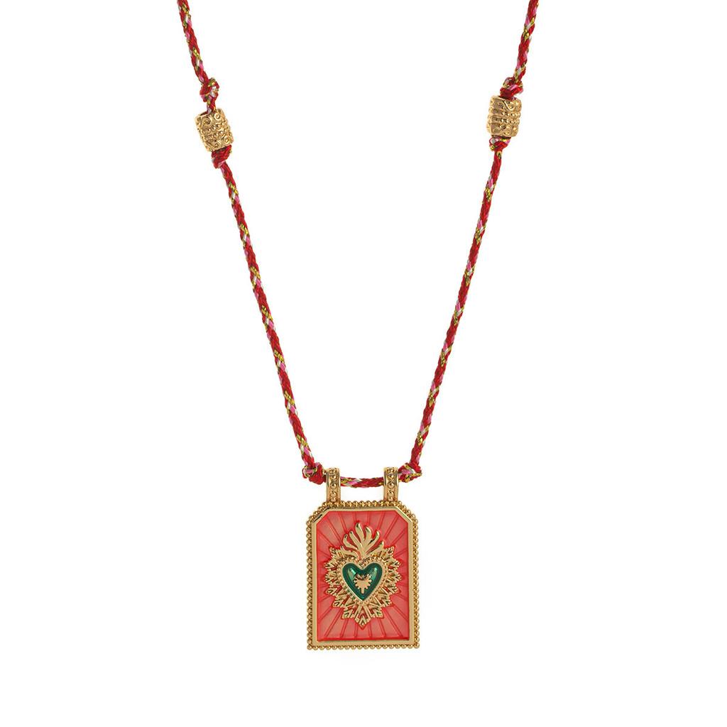Love Heart Tarot Pendant Necklace Copper Chain With Colorful Ropes For Women Fashion Summer