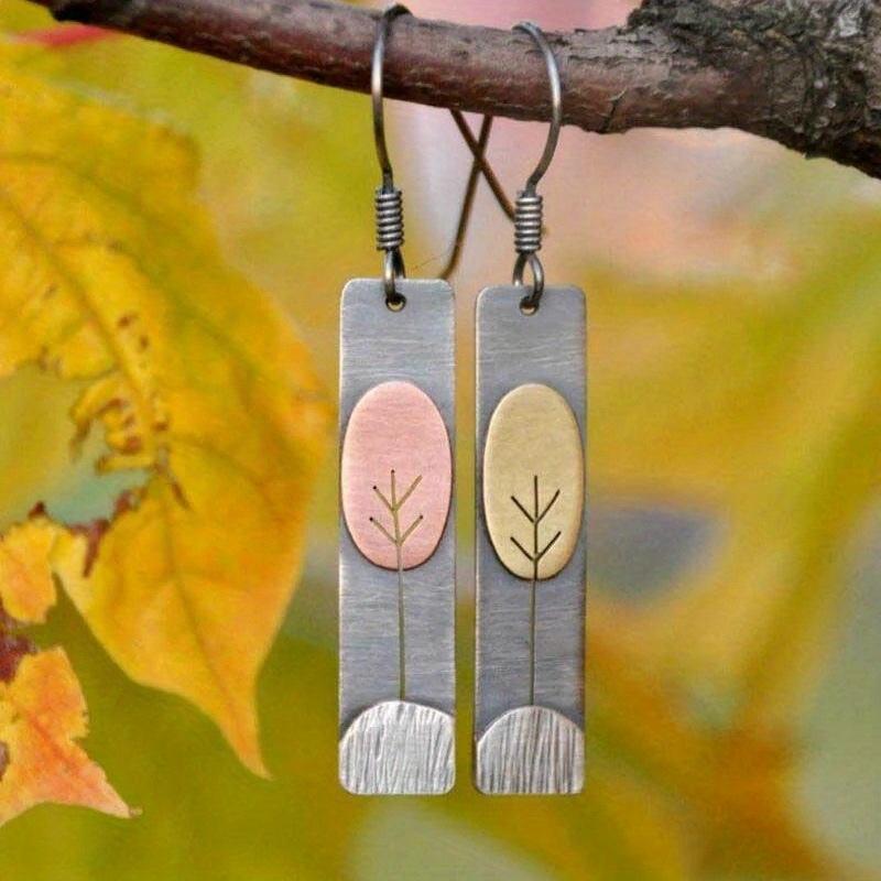 

Узор дерева с овальным декором из синтетических драгоценных камней, богемные серьги-крючки, изысканный подарок для женщин и девочек, повседневное повседневное