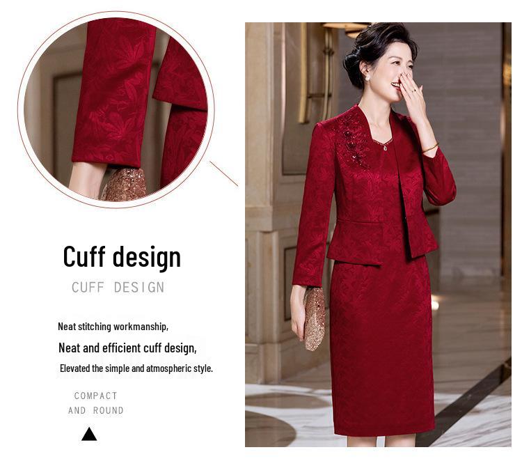 2025 Autumn Collection Wine Red Qipao Dress - Elegant Two-Piece Wedding Banquet Outfit