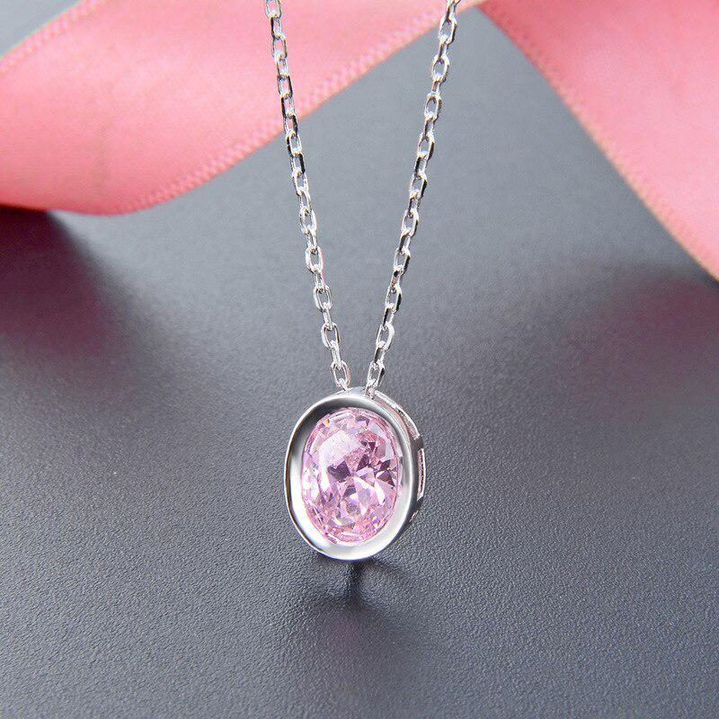 

Tancision модное ювелирное ожерелье из стерлингового серебра 925 пробы с овальной формой розовый циркон кулон для женщин свадебный банкет вечерние подарок
